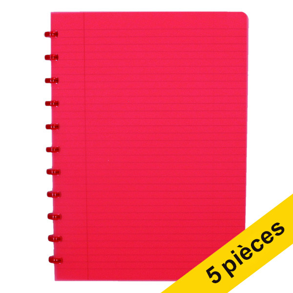 Offre : 5x Atoma Trendy cahier ligné A4 72 feuilles - rouge transparent 405310 - 1