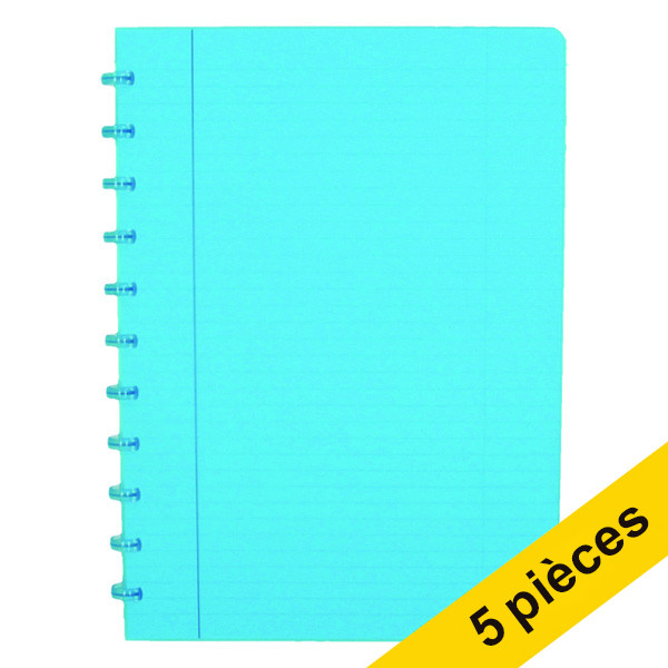 Offre : 5x Atoma Trendy cahier ligné A4 72 feuilles - turquoise transparent 405312 - 1