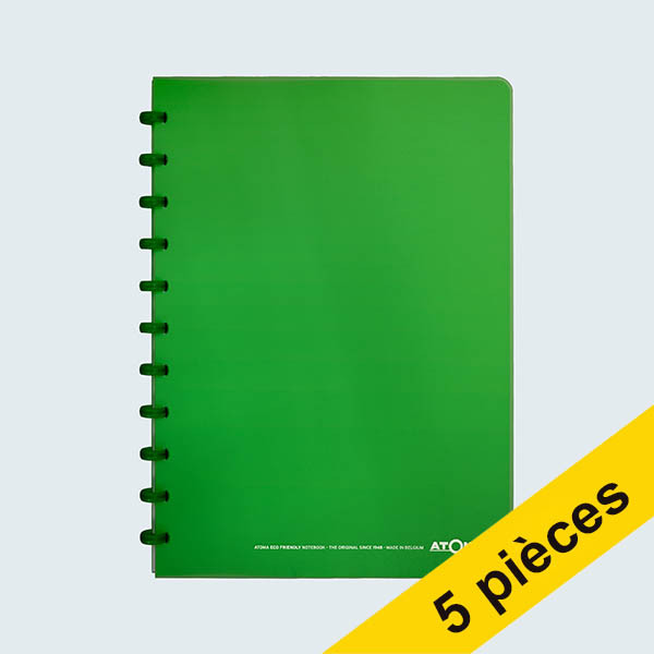 Offre : 5x Atoma Trendy cahier quadrillé A4 72 feuilles (4 x 8 mm) - vert 405319 - 1