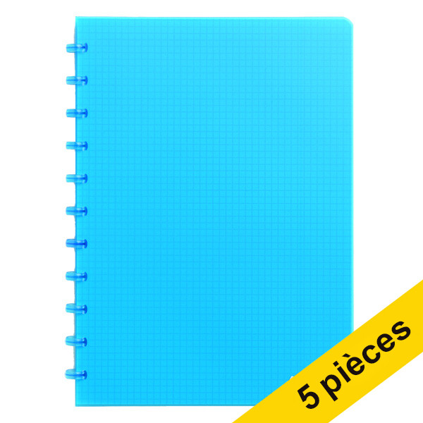 Offre : 5x Atoma Trendy cahier quadrillé A4 72 feuilles (5 mm) - turquoise transparent 405317 - 1