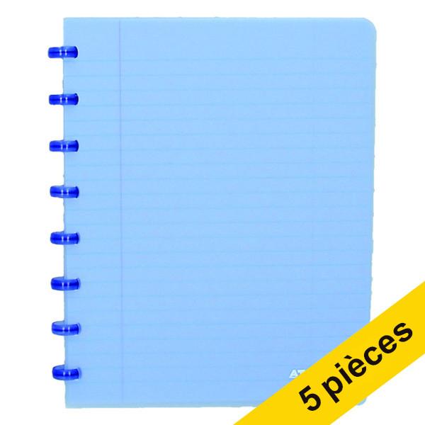 Offre : 5x Atoma Trendy cahier quadrillé A5 72 feuilles (4 x 8 mm) - bleu transparent 405303 - 1