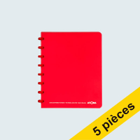 Offre : 5x Atoma Trendy cahier quadrillé A5 72 feuilles (4 x 8 mm) - rouge transparent
