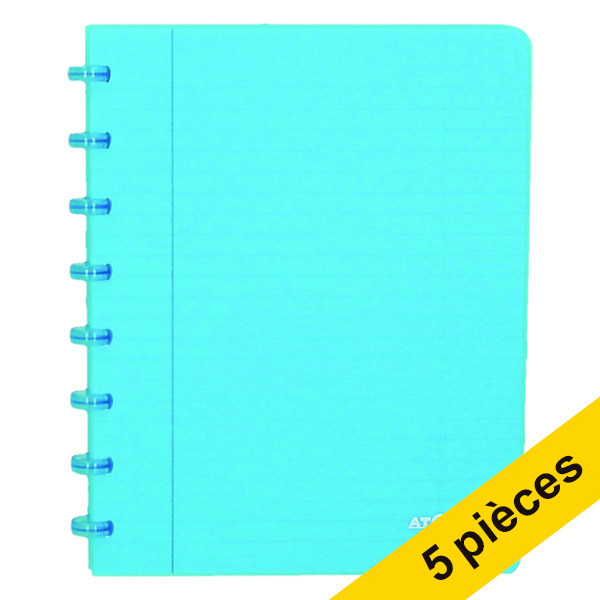 Offre : 5x Atoma Trendy cahier quadrillé A5 72 feuilles (5 mm) - turquoise transparent 405302 - 1