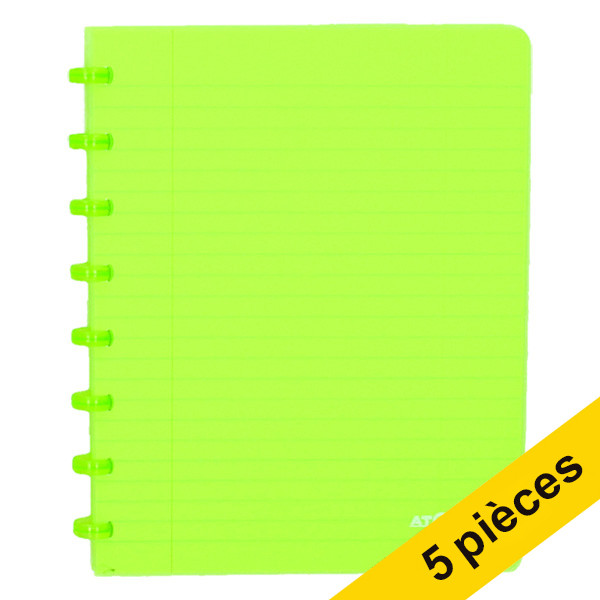 Offre : 5x Atoma Trendy cahier quadrillé A5 72 feuilles (5 mm) - vert transparent 405299 - 1