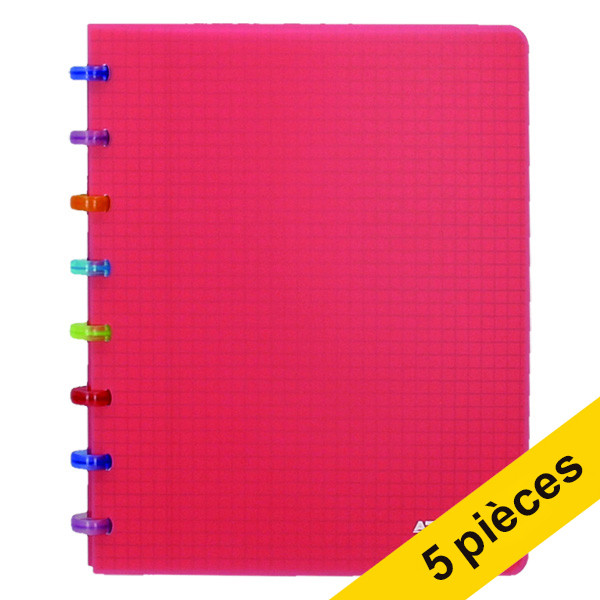 Offre : 5x Atoma Tutti Frutti cahier ligné A5 72 feuilles - rouge transparent 405329 - 1
