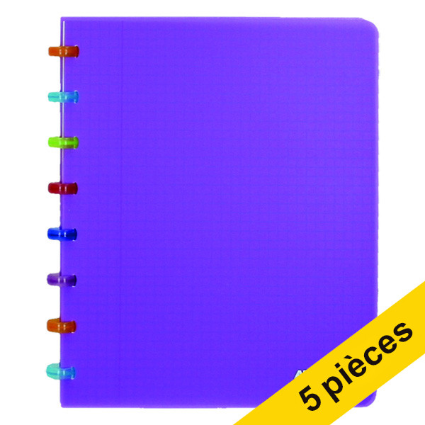 Offre : 5x Atoma Tutti Frutti cahier ligné A5 72 feuilles - violet transparent 405330 - 1