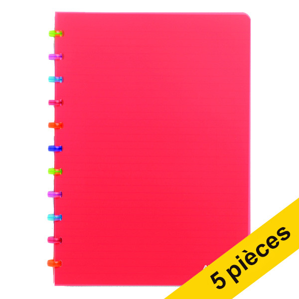 Offre : 5x Atoma Tutti Frutti cahier quadrillé A4 72 feuilles (4 x 8 mm) - rouge transparent 405354 - 1
