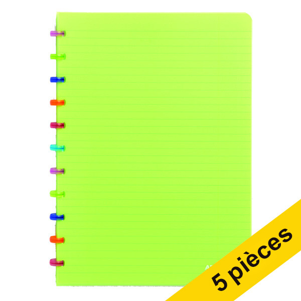 Offre : 5x Atoma Tutti Frutti cahier quadrillé A4 72 feuilles (4 x 8 mm) - vert transparent 405353 - 1