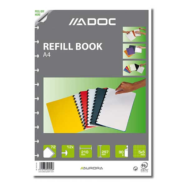 Aurora Adoc recharge pour cahier A4 quadrillé 5 mm 72 feuilles 6845.600 330040 - 1