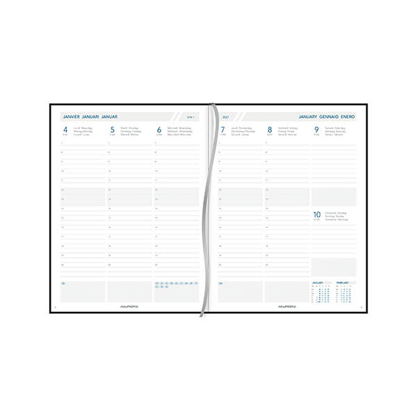 Aurora Business Florence 2027 agenda semainier avec répartition par demi-heure (1 semaine sur 2 pages) 6 langues - bordeaux 440173 - 2