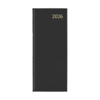 Aurora Longo Linen agenda journalier avec division par quart d'heure 2026 (1 jour pour 2 pages) 6 langues - noir 330147