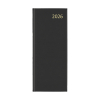 Aurora Longo Linen agenda journalier avec division par quart d'heure 2026 (1 jour pour 2 pages) 6 langues - noir