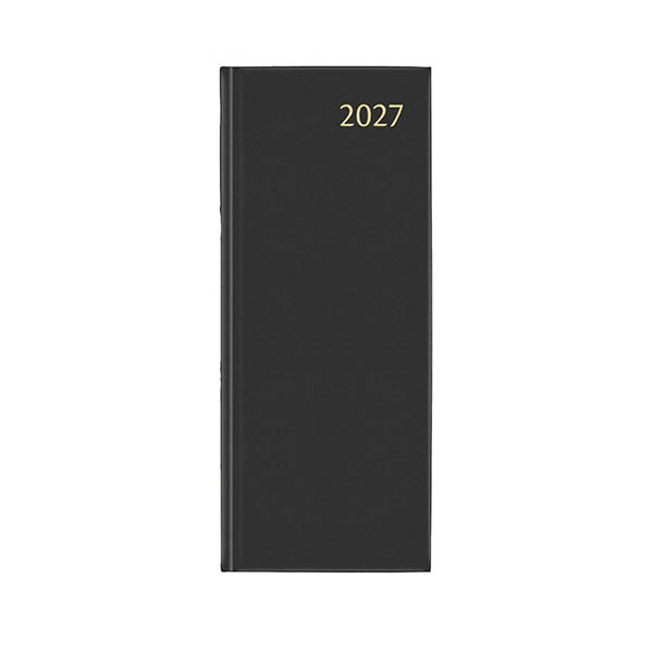 Aurora Longo agenda journalier 2027 en lin avec répartition par quart d'heure (1 jour par 2 pages) 6 langues - noir 440147 - 1