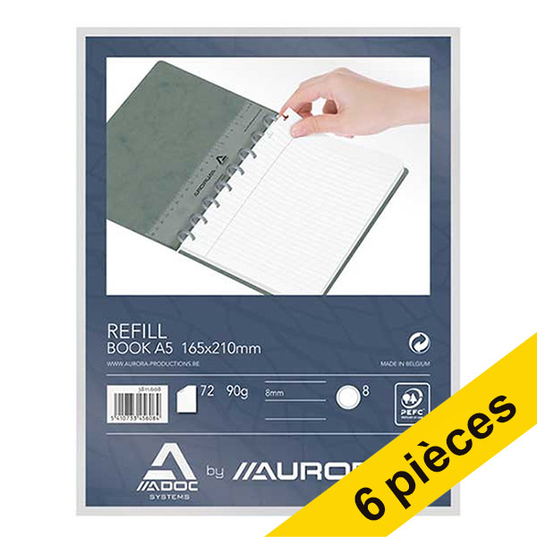 Aurora Offre : 6x recharge Aurora Adoc pour cahier ligné A5 72 feuilles  330112 - 1