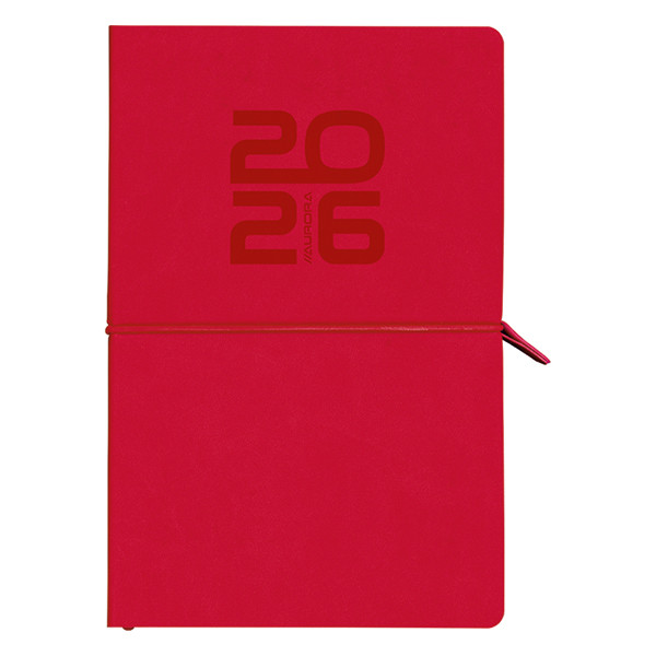 Aurora Universe Tesoro agenda semainier avec division horaire 2026 (1 semaine sur 2 pages) 6 langues - rouge 330128 - 1