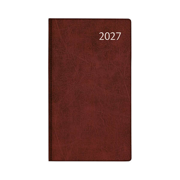Aurora Visuplan Luna agenda semainier 2027 avec répartition par heure (1 semaine sur 2 pages) 6 langues - bordeaux 440156 - 1