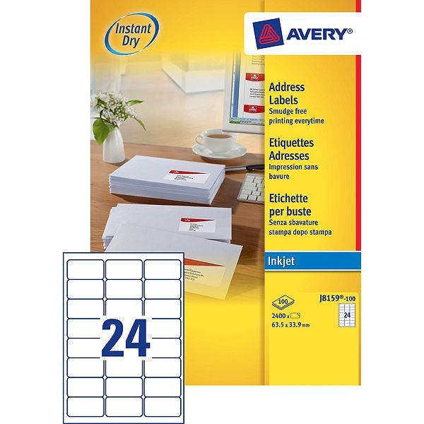 Avery étiquettes d'adresse J8159-100 | 2400 pièces | 63,5 x 33,9 mm J8159-100 212274 - 1
