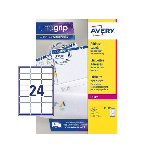 Avery étiquettes d'adresse L7159-100 | 2400 pièces | 63,5 x 33,9 mm | technologie Quickpeel L7159-100 212102 - 1