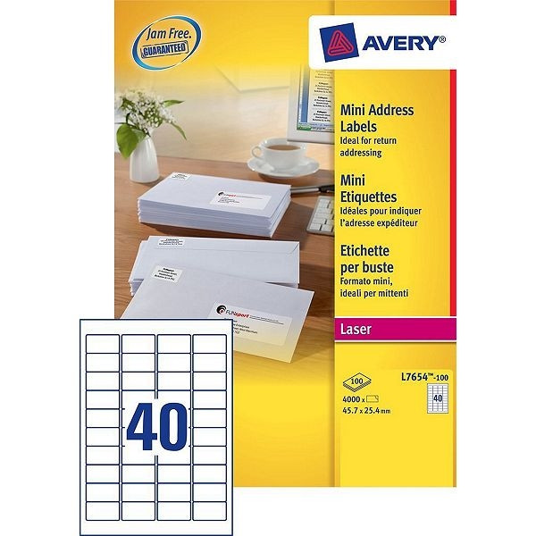 Avery étiquettes d'adresse L7654-100 | 4000 pièces | 45,7 x 25,4 mm L7654-100 212643 - 1