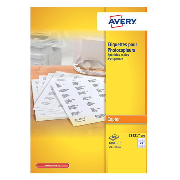 Avery 23521-200 étiquettes copieurs A4 70 x 37 mm (4800 étiquettes) - blanc 23521-200 L235212 212138 - 1