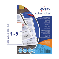 Avery IndexMaker L7410-5M intercalaires en carton imprimables A4 avec 5 onglets (9 trous) 01810061 212821
