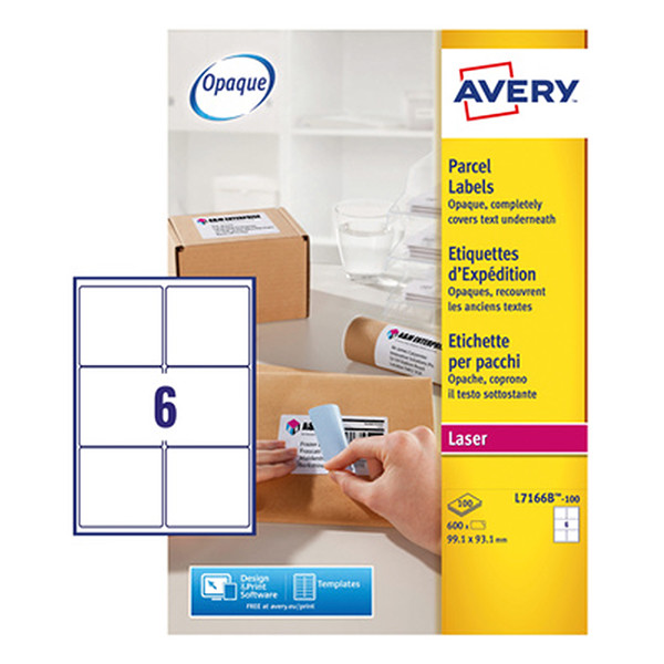 Avery L7166B-100 étiquettes d'expédition BlockOut™ A4 99,1 x 93,1 mm (600 étiquettes) - blanc L7166B-100 212808 - 1
