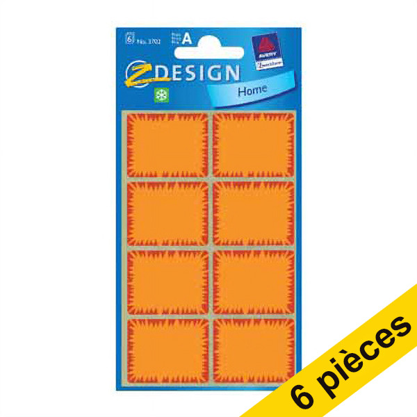 Offre : 6x Avery Zweckform 3702A étiquettes de congélation 28 x 36 mm (40 pièces) - orange 212944 - 1