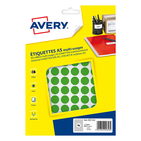 Avery PET15V pastilles de marquage Ø 15 mm (960 pièces) - vert AV-PET15V 212716 - 1