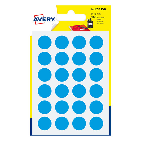 Avery PSA15B pastilles de marquage Ø 15 mm (168 pièces) - bleu AV-PSA15B 212718 - 1