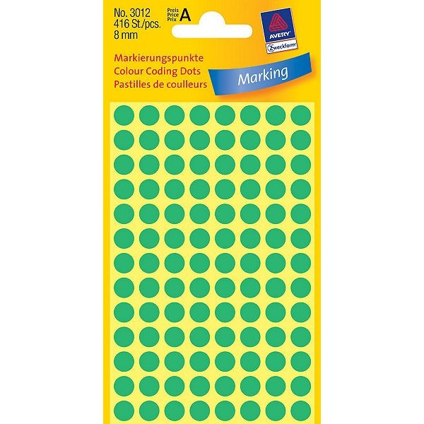Avery Zweckform 3012 pastilles de couleur Ø 8 mm (416 pièces) - vert 3012 212326 - 1