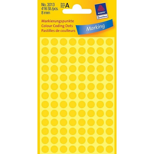 Avery Zweckform 3013 pastilles de couleur Ø 8 mm (416 pièces) - jaune 3013 212328 - 1