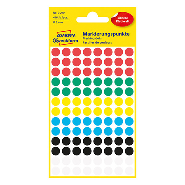 Avery Zweckform 3090 pastilles de marquage Ø 8 mm (416 étiquettes) - assorti 3090 212338 - 1