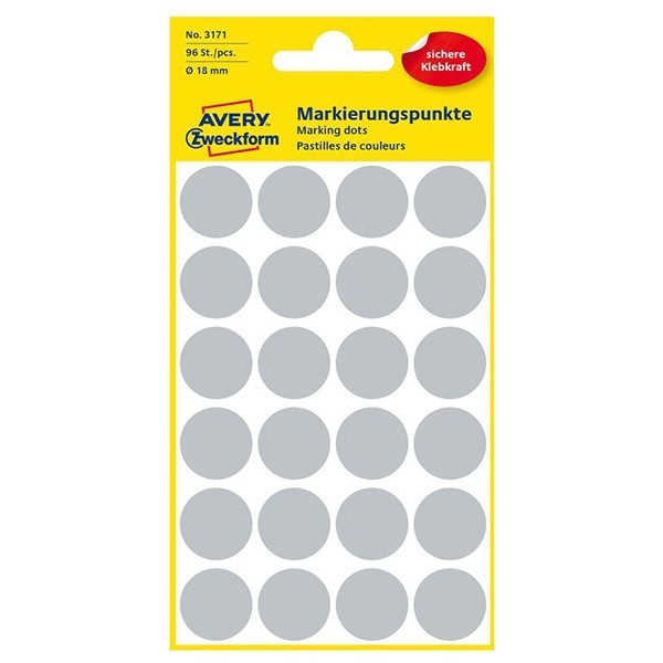 Avery Zweckform 3171 pastilles de couleur Ø 18 mm (96 étiquettes) - gris AV-3171 212703 - 1