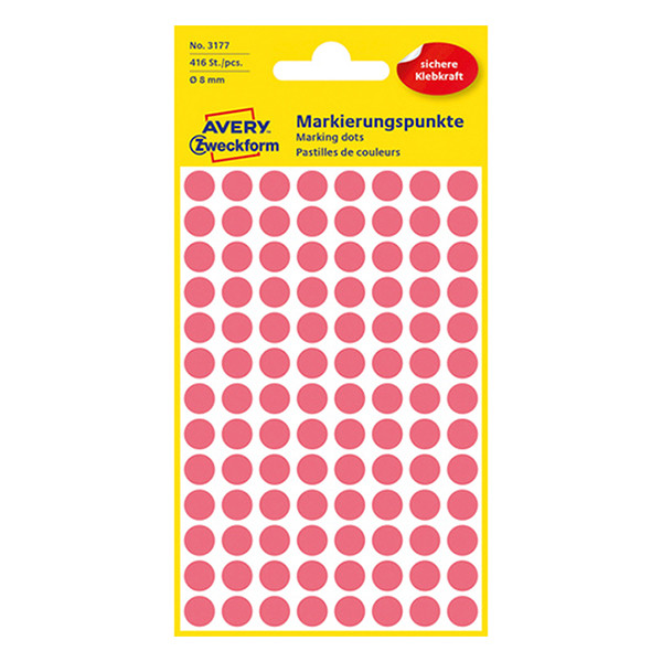 Avery Zweckform 3177 pastilles de marquage Ø 8 mm (416 étiquettes) - rouge clair 3177 212332 - 1