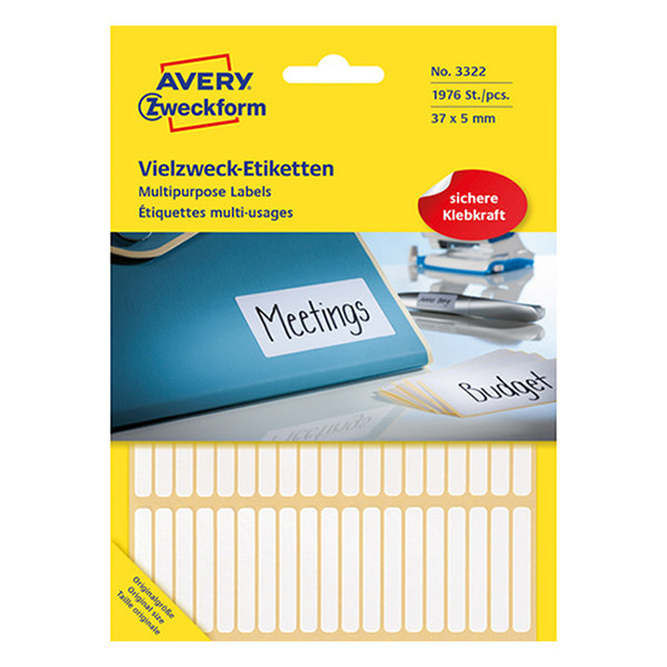 Avery Zweckform 3322 étiquettes multi-usages 37 x 5 mm (1976 pièces) - blanc 3322 212174 - 1