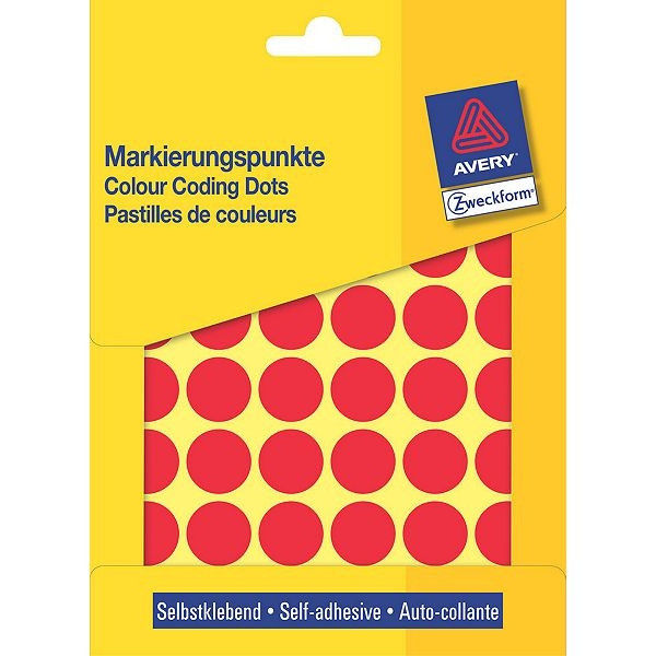 Avery Zweckform 3374 pastilles de couleur Ø 18 mm (1056 étiquettes) - rouge 3374 212364 - 1