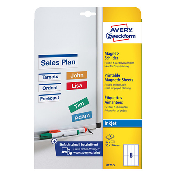 Avery Zweckform J8875-5 étiquettes magnétiques 50 x 140 mm (40 pièces) - blanc J8875-5 212236 - 1