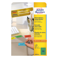 Avery Zweckform L4792-20 étiquettes amovibles A4 38,1 x 21,2 mm (1300 étiquettes) - vert L4792-20 212766