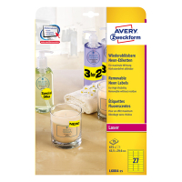 Avery Zweckform L6004-25 étiquettes fluorescentes amovibles A4 63,5 x 29,6 mm (675 étiquettes) - jaune L6004-25 212759