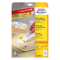 Avery Zweckform L6023REV-25 étiquettes amovibles A4 63,5 x 38,1 mm (525 étiquettes) - blanc L6023REV-25 212805