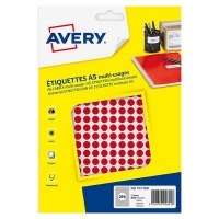 Avery Zweckform PET08R pastilles de couleur Ø 8 mm (2940 pièces) - rouge AV-PET08R 212706