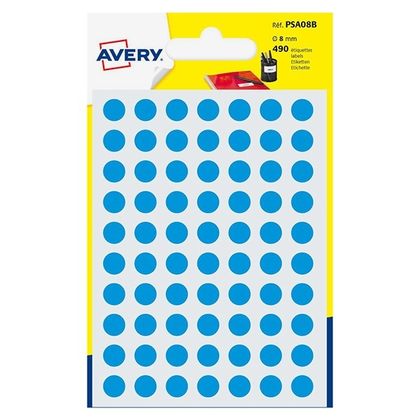 Avery Zweckform PSA08B pastilles de couleur Ø 8 mm (490 pièces) - bleu clair AV-PSA08B 212709 - 1