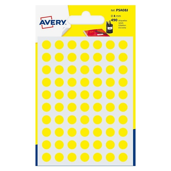 Avery Zweckform PSA08J pastilles de couleur Ø 8 mm (490 pièces) - jaune AV-PSA08J 212710 - 1