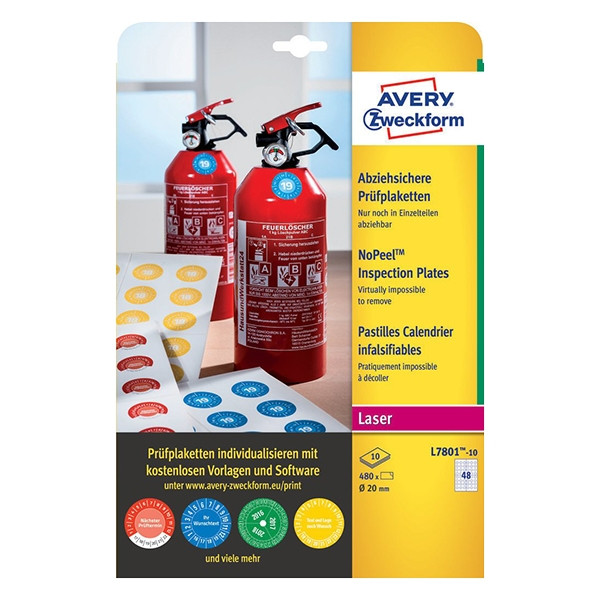 Avery Zweckform pastilles calendrier/étiquettes d'inspection 20 mm (480 pièces) AV-L7801-10 212680 - 1