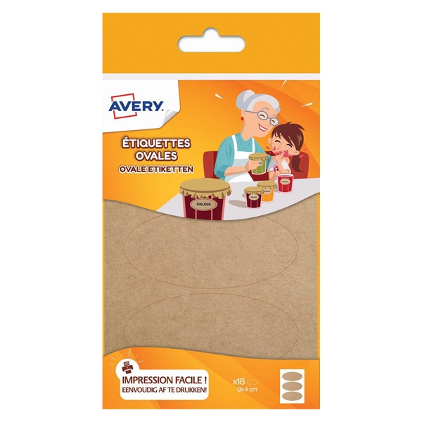 Avery family OVKR18 étiquettes ovales kraft 41 x 89 mm (15 pièces) OVKR18 212800 - 1