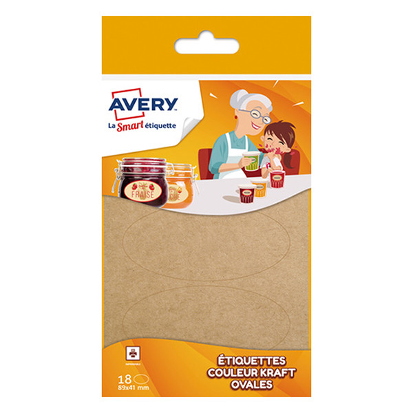 Avery family OVKR18 étiquettes ovales kraft 41 x 89 mm (15 pièces) OVKR18 212800 - 1