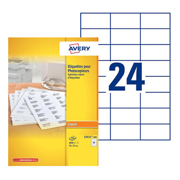 Avery zweckform 23521-200 étiquettes copieurs 70 x 37 mm blanches (4800 pièces) 23521-200 L235212 212138 - 1