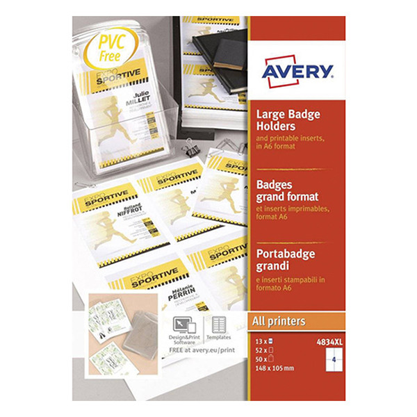 Avery zweckform 4834XL set de porte-badges sans lacet 105 x 148 mm (52 pièces) 212777 - 1