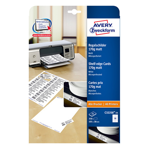 Avery zweckform C32258-25 étiquettes d'étagères 38 x 105 mm (350 pièces) - blanc C32258-25 212795 - 1
