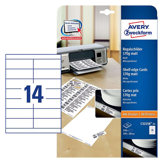 Avery Étiquettes de congélateur 24 étiquettes par paquet 65 x 33 mm blanc
